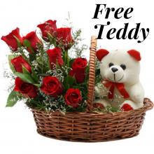 12 Red Roses and Free Teddy bear 12 Red Roses and Free Teddy bear